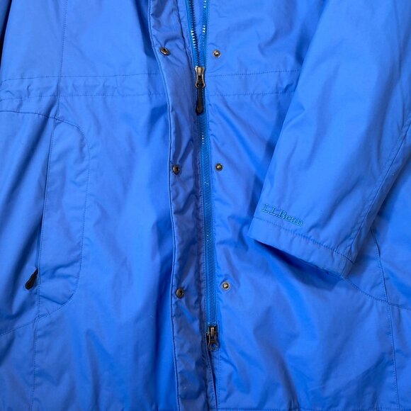 L.L. Bean Blue Hooded Raincoat Jacket Fleece Lined Womens size Medium - Picture 7 of 12